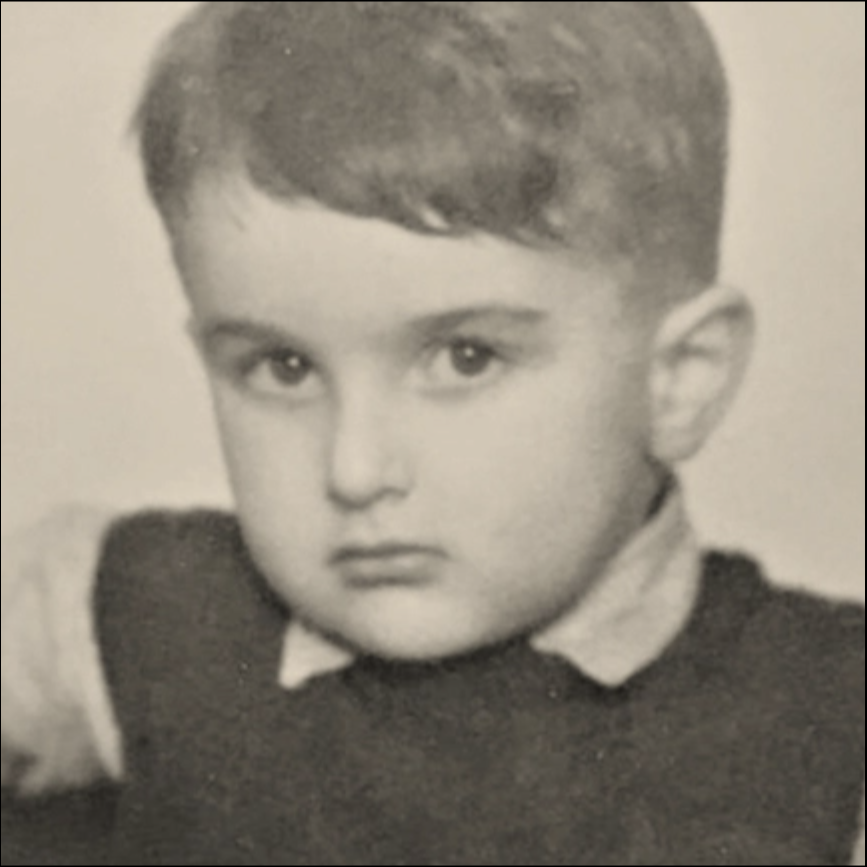 Young boy image - black and white photo